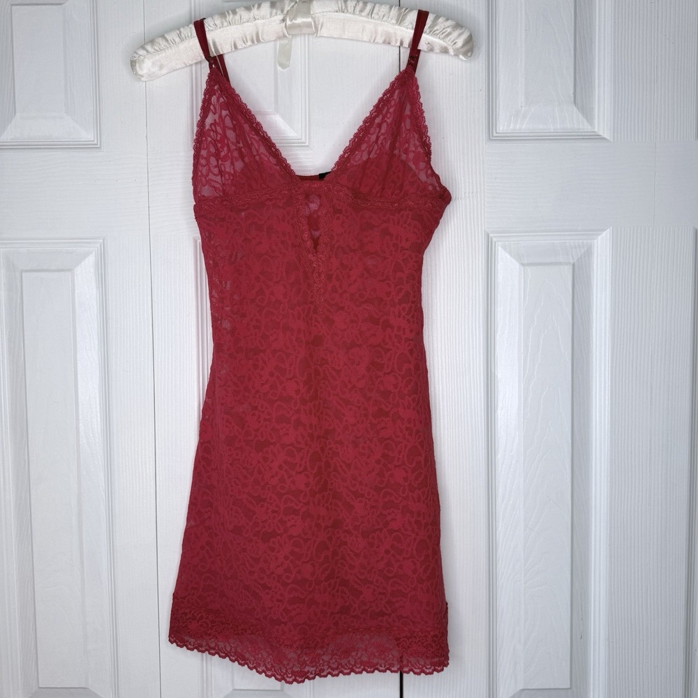 Victorias Secret The Lacie Slip Dress Medium M Red Lace Chemise Lingerie Nightie